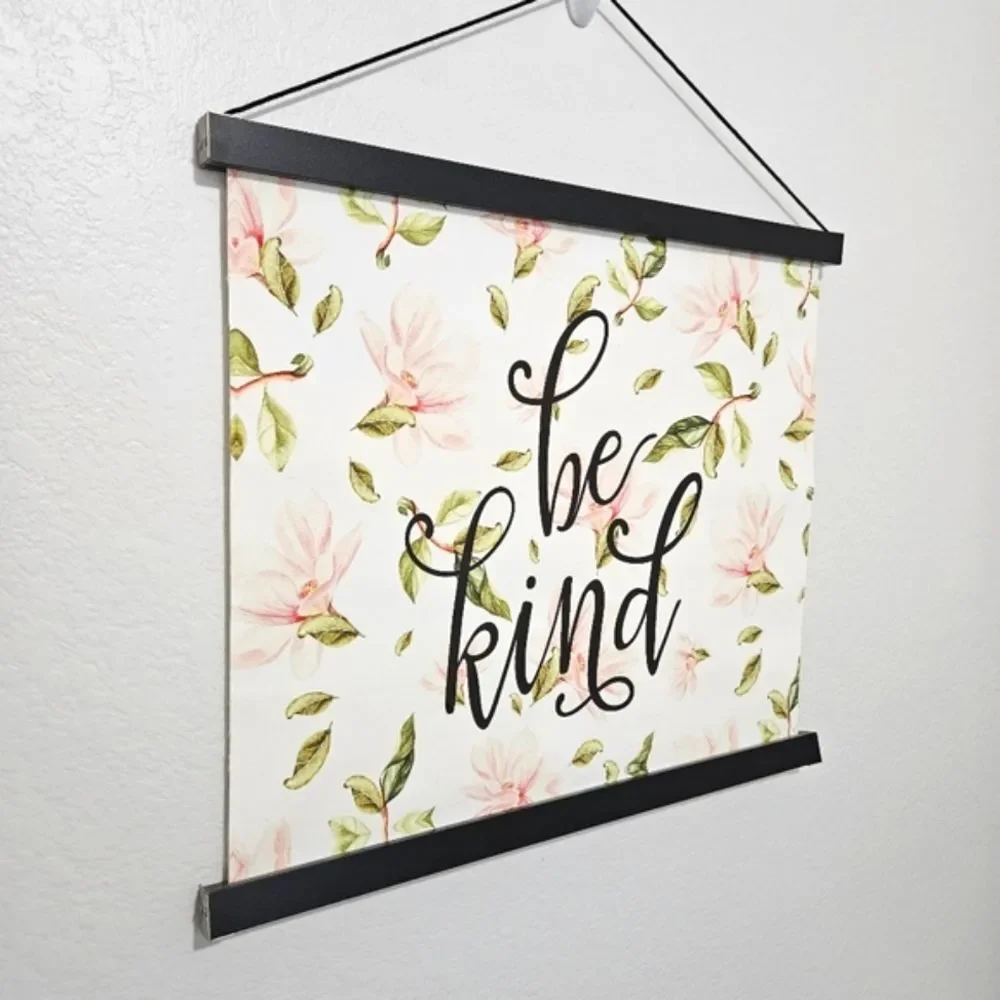 New Be Kind Canvas Hanging Decorative Floral Flower Wood Frame Wall Decor